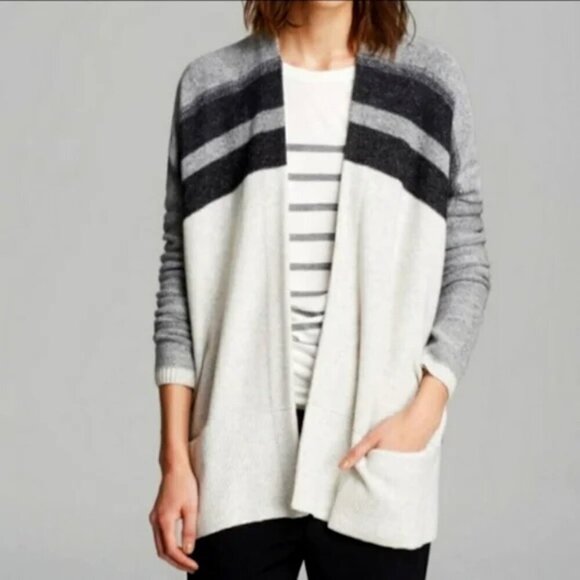 VINCE Variegated Wool & Cashmere Open Front Cardigan Pockets - Picture 2 of 8